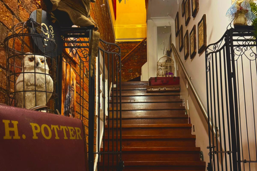 The enchanted staircase inside our Windsor house accommodation in Brisbane